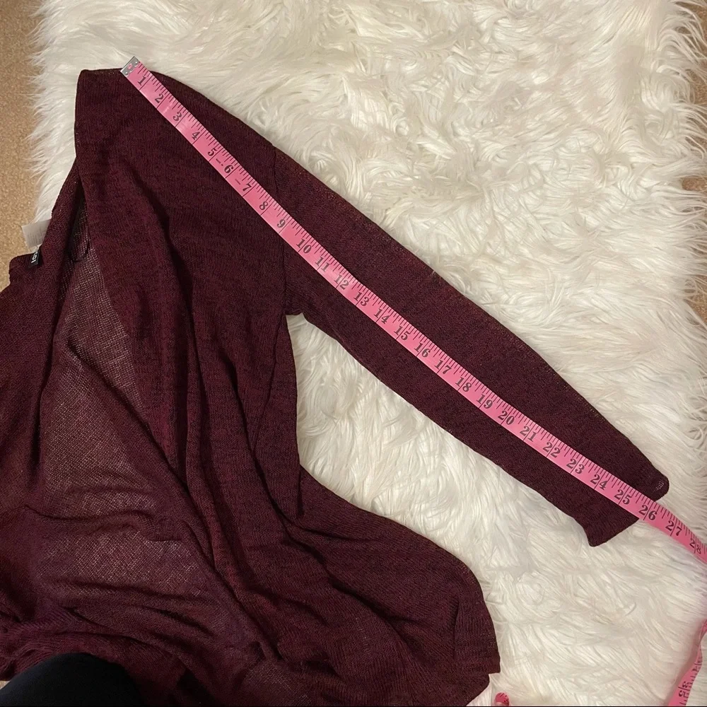 H & M Light maroon draped open front sweater size small boho